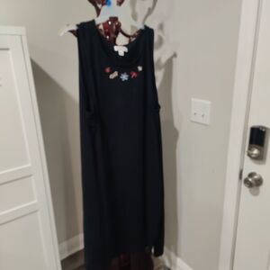 CJ Banks Black Dress with Multicolor Embroidery